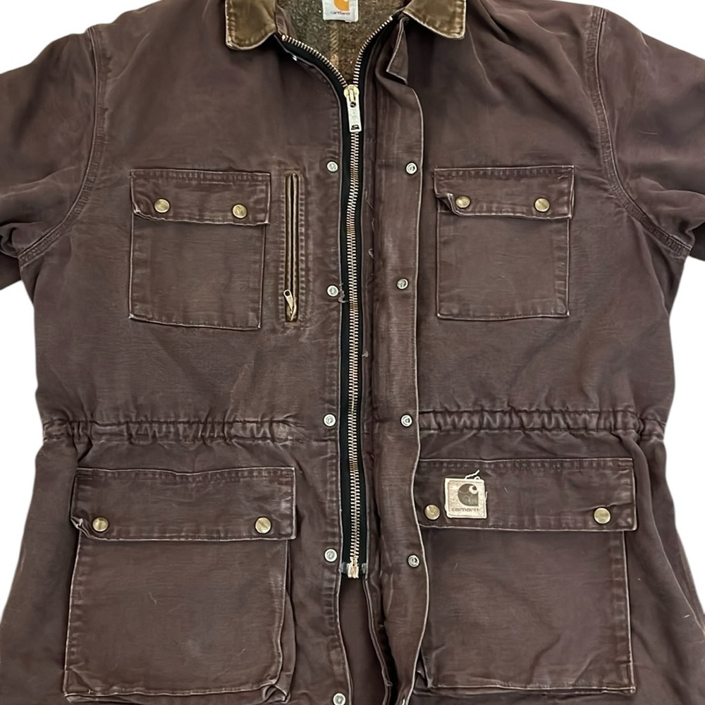 Vintage 90’s Carhartt Blanket Lined Jacket Barn Work Coat Brown CB2582 USA XL - Picture 13 of 16